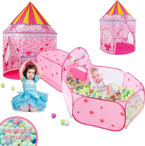Vista 8 de 1 pieza Tienda de campaña de ingeniería para niños, piscina de pelotas para niños pequeños, casa de juegos plegable para interiores y exteriores