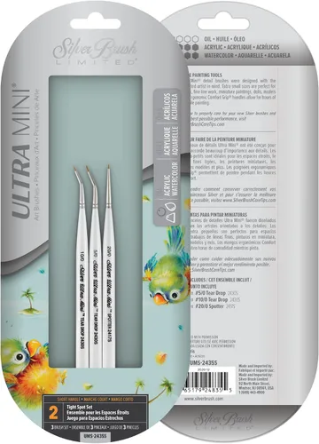 Vista 2 de Silver Brush UMS-2435S Ultra Mini - Juego de cepillos de mango corto, 3 por paquete