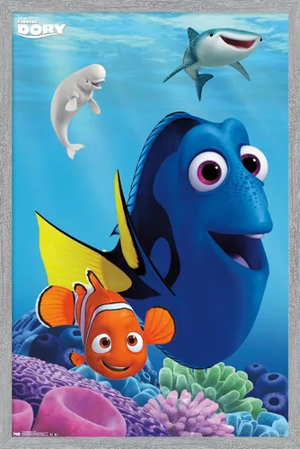 Vista 14 de Trends International Disney Pixar Finding Dory - Póster de pared de Dory, 14.725 x 22.375 pulgadas, versión enmarcada de madera de granero