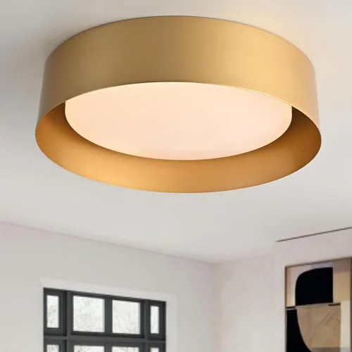 Vista 14 de Bargeni Lámpara de techo empotrada, lámpara de techo LED de 12.5 pulgadas, 5CCT regulable/2700K-6000K/20W, negro mate con acento de madera, montaje