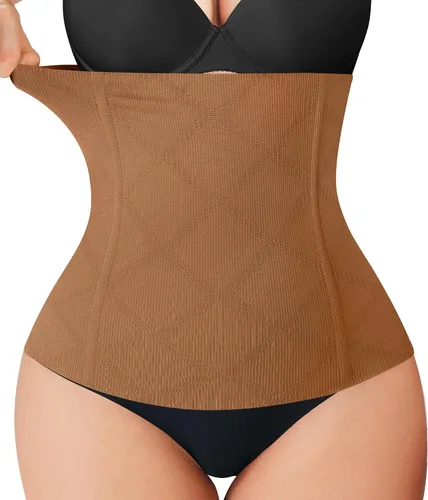 Vista 11 de Nebility Entrenador de cintura para mujer, con control de abdomen Beige sin gancho