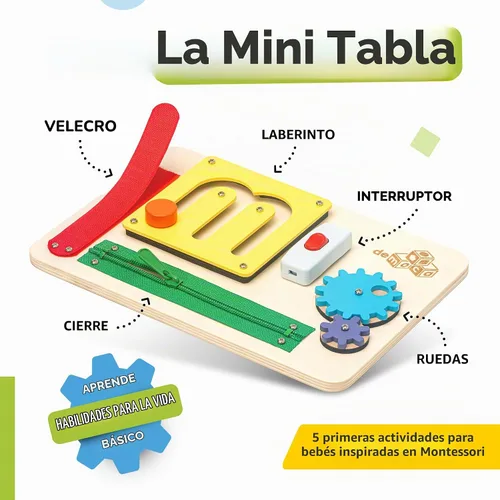Vista 4 de deMoca - Tabla de madera para niños de 1, 2, 3 años Color - Mini