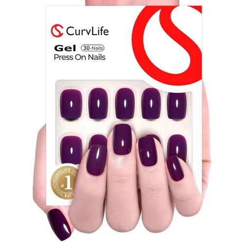 Vista 29 de CurvLife - Uñas postizas cuadradas cortas a presión, color blanco brillante Cuadrado Gradiente Blanco