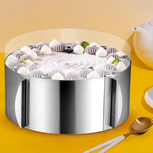 Vista 7 de DATANYA Anillos de Pastel de Mousse Molde Ajustable de 6 a 12 Pulgadas Moldes Redondos de Acero Inoxidable para Hornear Pasteles, Suministros