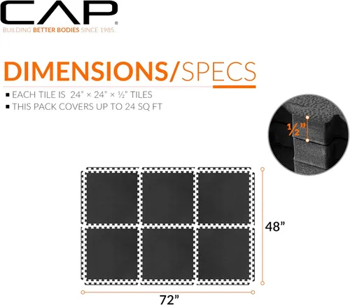 Vista 43 de CAP Puzzle Exercise Mats 1/2” Thick EVA Interlocking Foam Tiles for Home Gym Flooring Multiple Options