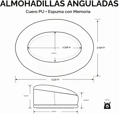 Vista 3 de Brainwavz almohadilla de espuma viscoelástica para oídos con ángulo–adecuado para muchos otros grandes sobre los audífonos–AKG, HifiMan, ATH