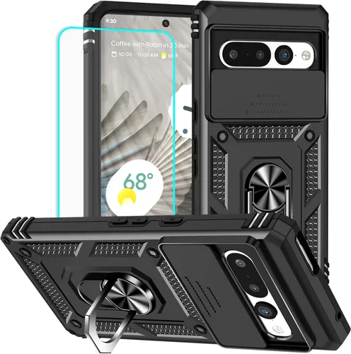 Vista 28 de HNHYGETE Funda para Pixel 6a con protector de pantalla HD, soporte giratorio de grado militar de 360° (resistente) a prueba de golpes para Google