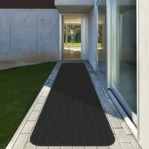 Vista 7 de House, Home and More Alfombra antideslizante para interior y exterior de doble nervadura con respaldo de goma antideslizante - Negro ahumado - 3
