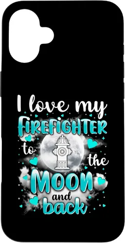 Vista 23 de Firefighter Wife I love my husband to the moon and back - Carcasa para iPhone 16