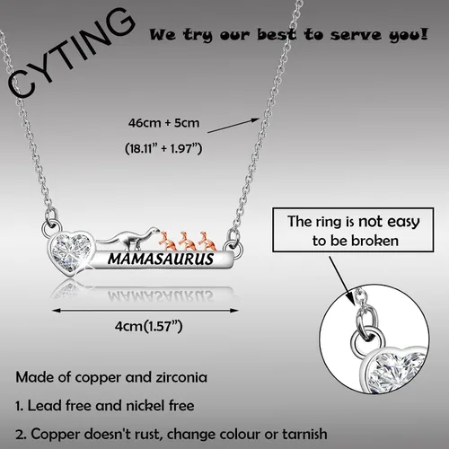 Vista 2 de CYTING - Collar de dinosaurio con circonita cúbica, diseño de dinosaurio