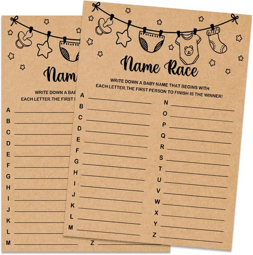 Vista 18 de Baby ABC Juego de Baby Shower, 30 unidades, kraft, juego de mesa, todas las edades, inglés, cartulina, manual, unisex, baby shower y alfabeto
