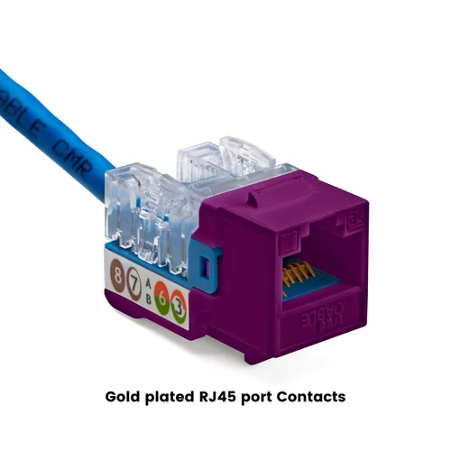 Vista 6 de TRUE CABLE Conector Keystone Cat5e, sin blindaje (UTP), perforado de 90 grados, PoE++ (4PPoE) 100W, certificación UL, verificado ETL, certificado