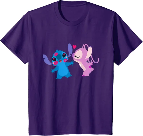 Vista 23 de Disney Stitch and Angel - Camiseta para el día de San Valentín Negro
