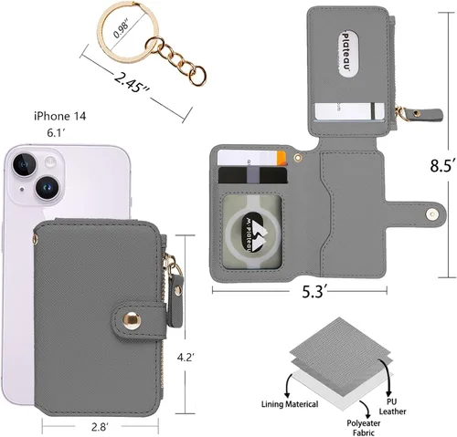 Vista 3 de M-Plateau Estuches para tarjetas, fundas de cuero para tarjetas e identificación, tarjetero para tarjetas de crédito, cartera pequeña para tarjetas
