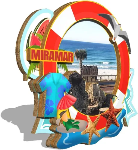 Vista 2 de Miramar Florida USA - Imán de madera para nevera, 3D, monumentos de viaje, coleccionables, recuerdos, decoración hecha a mano, 2