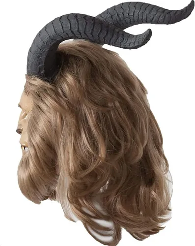 Vista 3 de huilekj Máscara de látex de La Bella y la Bestia para Halloween, cosplay, para fiestas de adultos, color marrón, talla M