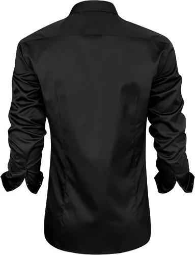 Vista 2 de JVer - Camisa de vestir para hombre informal manga larga no se arruga ajuste regular elástica con botones