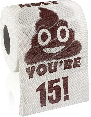 Vista 12 de Regalos de feliz cumpleaños número 10, rollo de papel higiénico divertido de 3 capas, papel higiénico impreso Holy Poop You're 10, regalo de bromas
