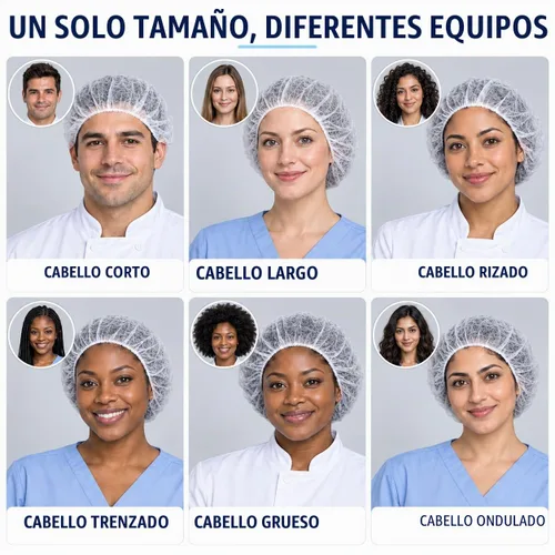Vista 4 de Gorras Bouffant desechables, red de pelo de 21 pulgadas, tapón elástico para servicio de alimentos, cubierta de cabeza para dormir (blanco-1000)