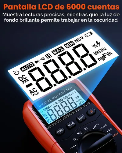 Vista 4 de Multímetro digital con auto-rango Crenova MS8233D, instrumento de medición electrónica, detector de voltaje CA, medidor portátil de Amp / Ohm