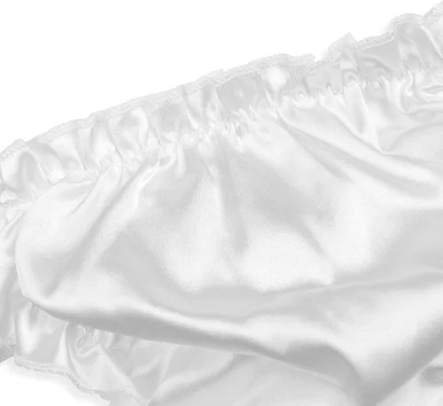 Vista 3 de Satini Tanga con volantes de satén para hombre