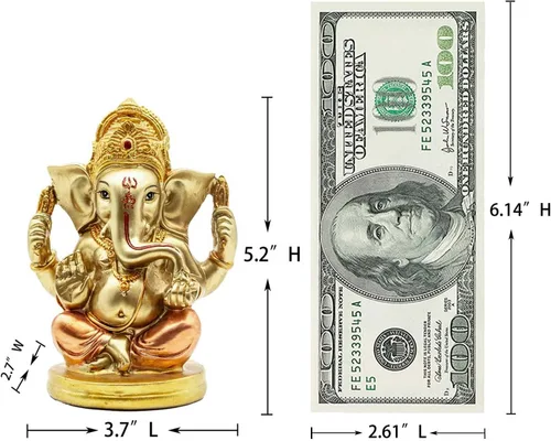 Vista 5 de BangBangDa Estatua de Lord Ganesha hindú – Elefante indio Dios Murti Decoración Pintura a mano Figuras ídolo Boda Regreso Regalos para el Hogar
