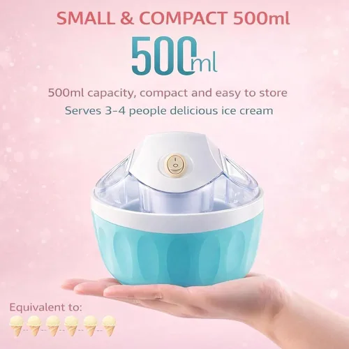 Vista 5 de Pequeña máquina de helados para el hogar, máquina de helados personal para yogur congelado casero, helado y sorbete, mini máquina de helados