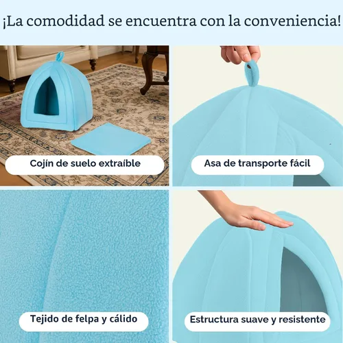 Vista 3 de Cama para gatos de tienda de campaña / iglú PAW, azul, Azul