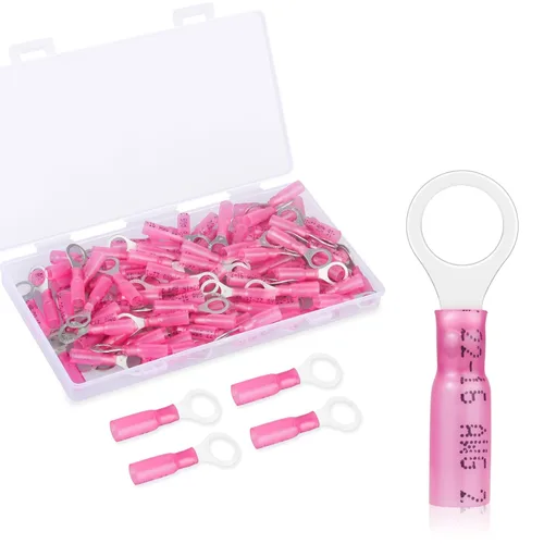 Vista 9 de Paquete de 200 terminales de anillo termorretráctiles de 1/4 de pulgada – Conectores de alambre termorretráctiles de grado marino de 16-14 AWG