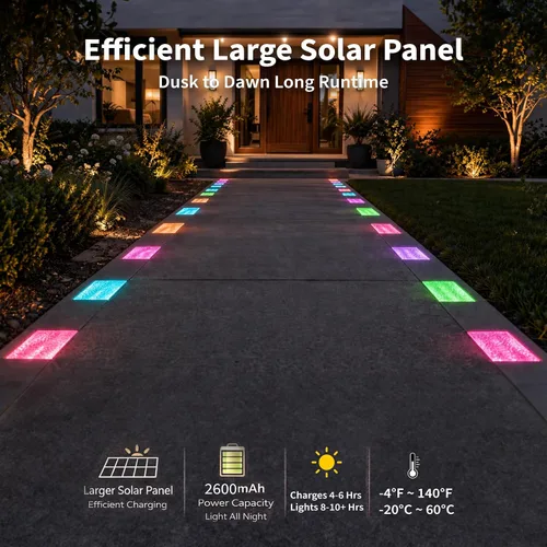 Vista 3 de SHONELIGHTING Luces solares para pavimentadora, 6x9 LED de tierra, 12 colores, RGBW, 1 paquete
