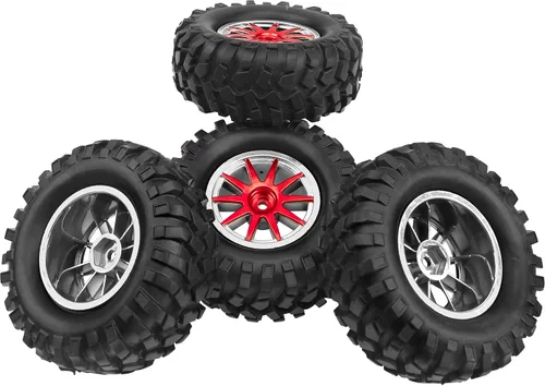 Vista 3 de Neumáticos de goma OD96mm de 10 radios y llantas de plástico, cubo hexagonal de 0.472 in, neumáticos RC de 1.9 pulgadas, compatibles con Axial SCX10