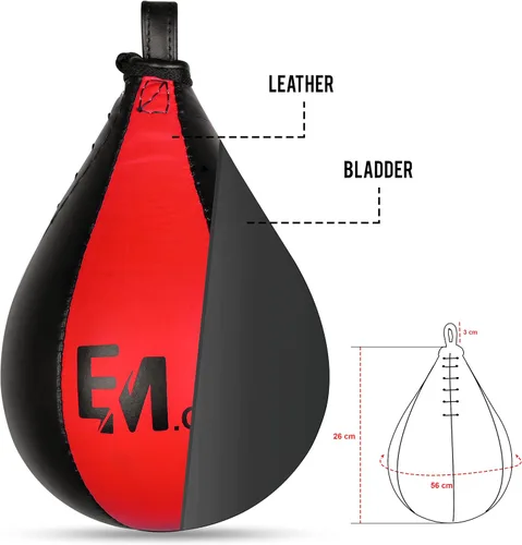 Vista 3 de Boxing Speed Bag - Saco de boxeo de velocidad con giro resistente, bolsas de boxeo de cuero duraderas ideales para entrenamiento de reflejos, pelota