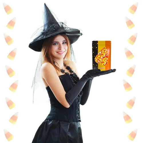 Vista 5 de 2 libras de golosinas de maíz de caramelo originales de Fruidles para Halloween, aperitivos divertidos y festivos