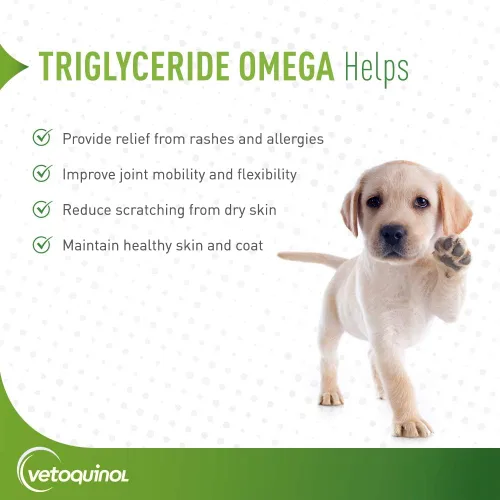 Vista 2 de Vetoquinol Suplemento líquido de triglicéridos Omega 3 para perros y gatos, suplemento de aceite de pescado líquido con EPA y DHA, promueve la piel