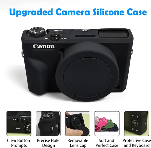 Vista 3 de Easy Hood Funda para cámara digital Canon Powershot G7 X Mark III, funda protectora de silicona suave con marcador de botón Funda extraíble