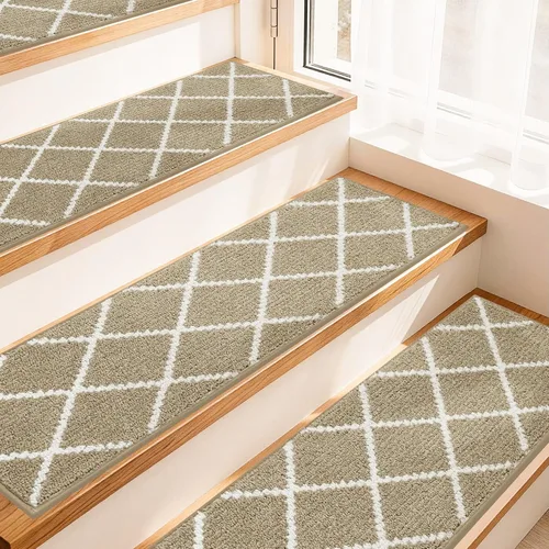 Vista 13 de COSY HOMEER Peldaños de escalera para peldaños de madera de 9 x 28 pulgadas, alfombras antideslizantes, pelar y pegar para interiores para niños
