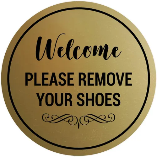 Vista 19 de Signs ByLITA Circle Welcome Please Remove Your Shoes Sign, Negro