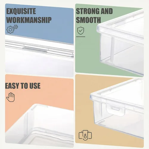 Vista 3 de Qunclay 1 caja de almacenamiento de plástico de 13 x 9 x 2 pulgadas con tapa, organizadores multiusos para manualidades, contenedores de plástico
