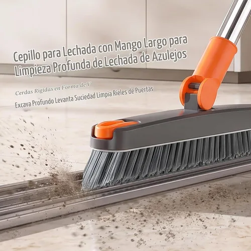 Vista 2 de AIR U+ Cepillo de lechada con mango largo cepillo de limpieza giratorio de 180° con pinzas para sujetar el cabello en forma de V cepillo de lechada