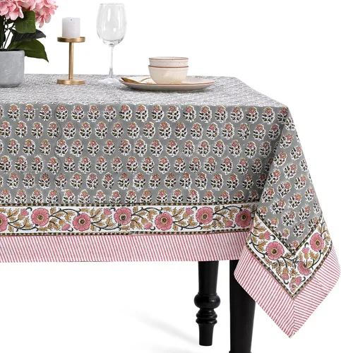 Vista 34 de CPC - Mantel cuadrado 100% algodón, 60 x 60 pulgadas, estampado de bloques indios, mantel para bodas, primavera/verano, barbacoa, verde ágata