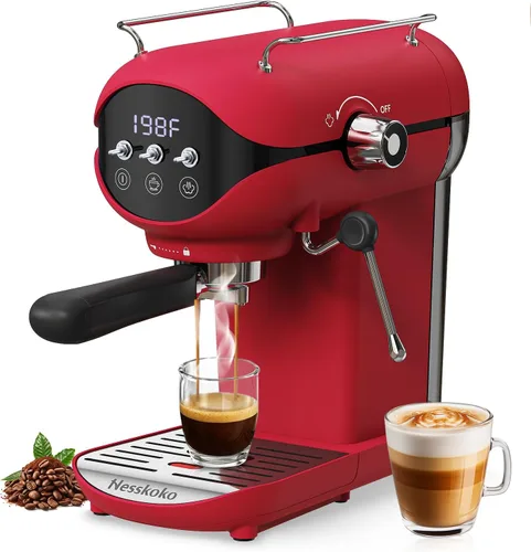 Vista 6 de Espresso Machine with Steam Milk Frother Semi Automatic 20 Bar Compact Black with Toggle Switch for home Cafetera Espresso, Latte, Cappuccino