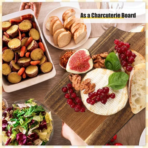 Vista 6 de Didaey 6 tablas de cortar a granel para cocina, platos gruesos para picar con asas, bandejas de madera para servir charcutería, tablas de madera