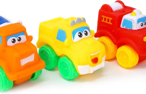 Vista 2 de Big Mo's Toys Baby Cars - Juego de autos de juguete de goma suave, vehículos pequeños para bebés y niños pequeños, 12 piezas