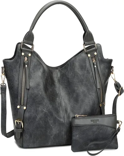 Vista 16 de Bolso tote para mujer, carteras de cuero PU, bolsos de hombro hobo de moda con correa de hombro ajustable
