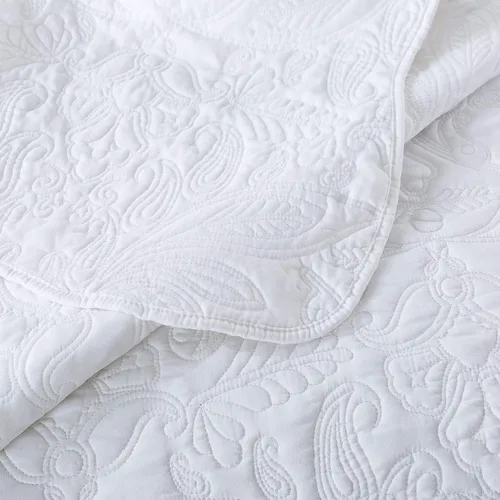 Vista 7 de HoneiLife - Juego de colcha de tamaño King, juego de ropa de cama bordada de microfibra de 3 piezas, colcha reversible, ligera, patrón de estampado