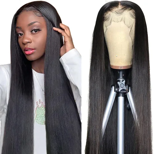 Vista 13 de Subella 12A Pelucas de encaje frontal HD de cabello humano con línea capilar prearrancada con cabello recién nacido, densidad de 180, 13x5, cabello