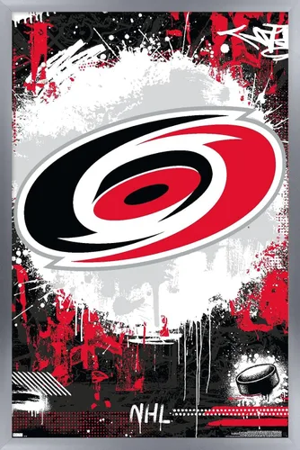 Vista 9 de Trends International NHL Carolina Hurricanes - Póster de pared Maximalist Logo 23, 22.4 pulgadas de largo x 14.7 W, versión enmarcada en madera