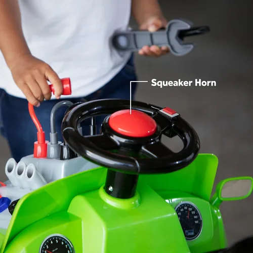 Vista 5 de Juguete eléctrico para niños Trax Fix & Ride Car para niños pequeños, 6 voltios, niños de 1.5 a 2.5 años, peso máximo del usuario 44 libras, verde