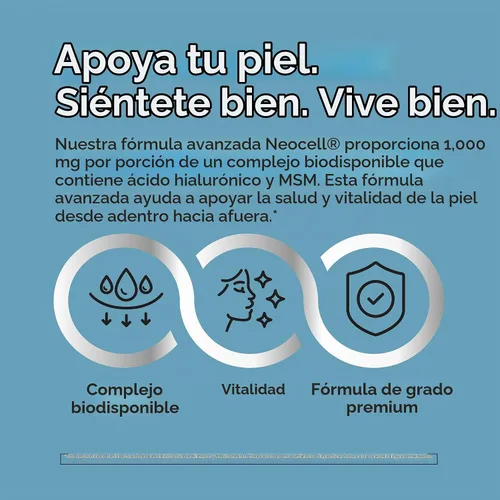 Vista 5 de Ácido Hialurónico NeoCell con MSM 1000mg 120 Cápsulas Suplemento de fórmula avanzada Ingredientes clínicamente estudiados