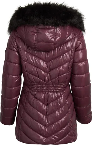 Vista 7 de Jessica Simpson Abrigo para mujer Chaqueta acolchada con forro de sherpa capucha con ribete de piel